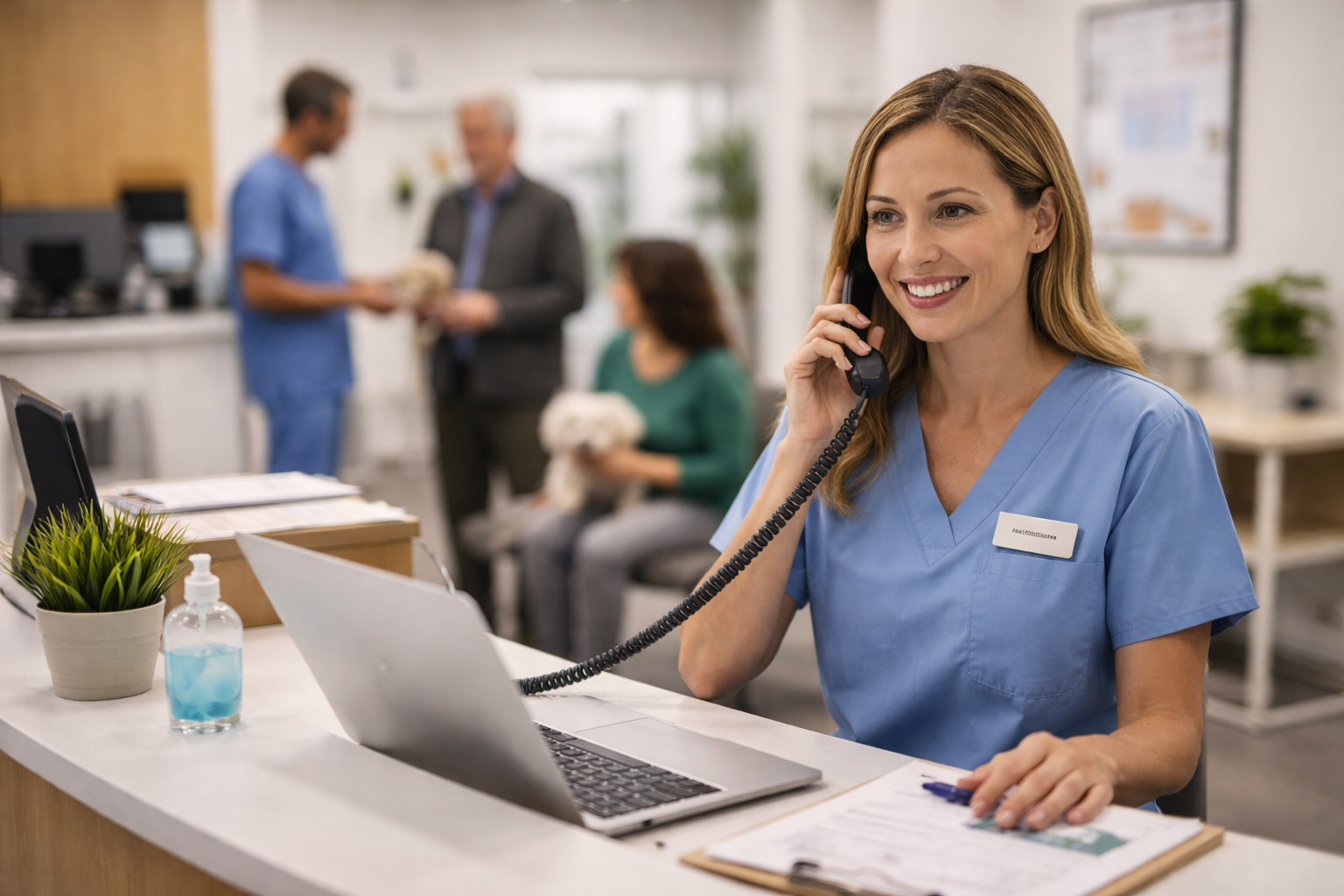 Clinic reception desk supported by automation to reduce overload